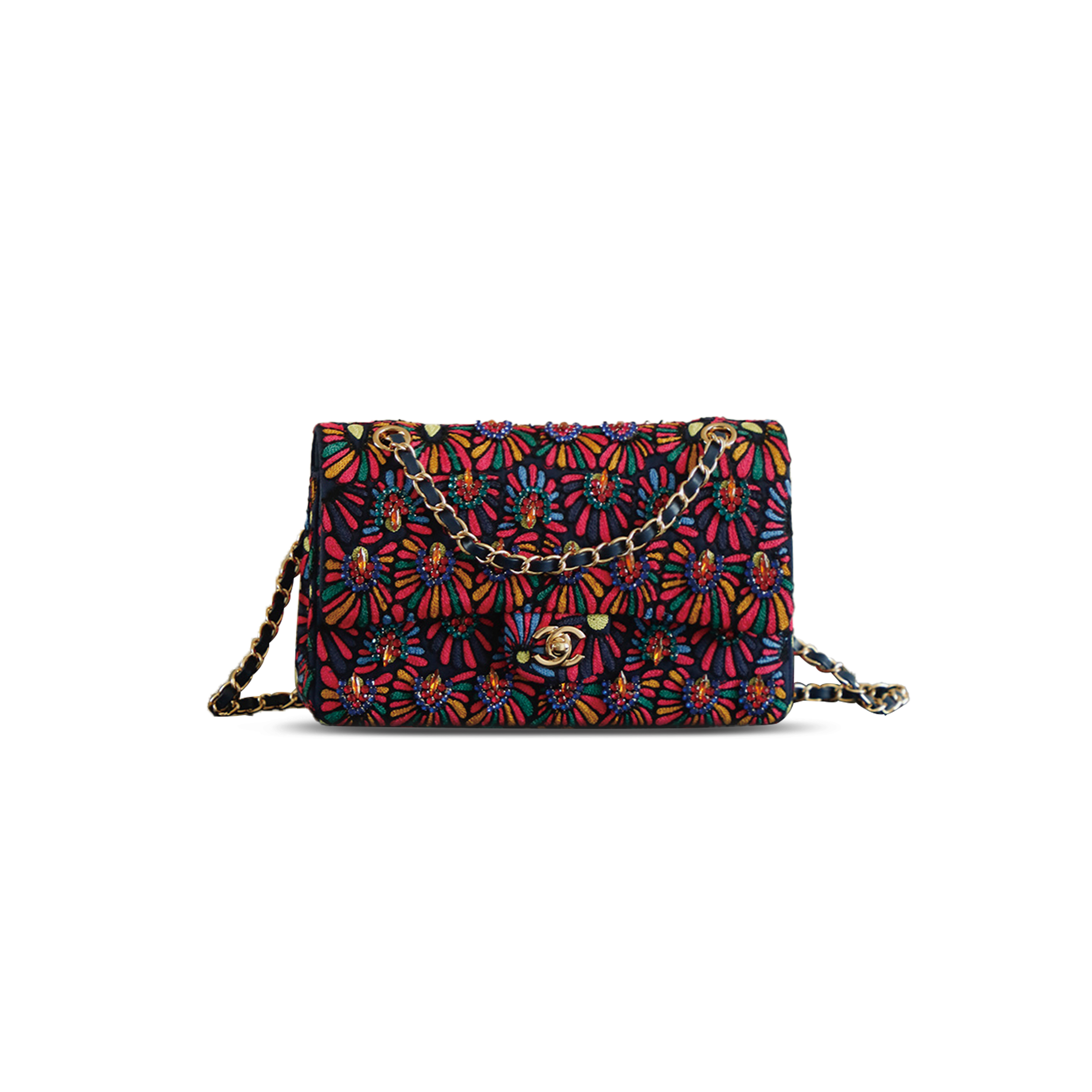 CHANEL CLASSIC BAG FIBERS EMBROIDERY AS6178 (25.5*15.5*6.5cm)